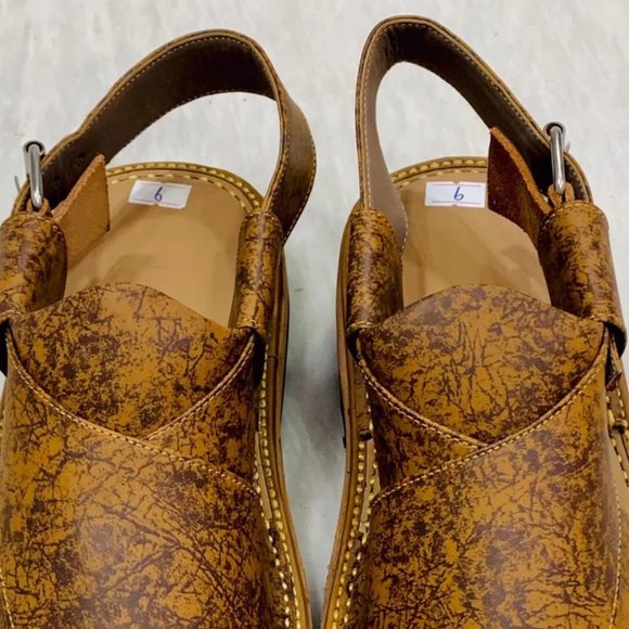 Premium Quality Men's Leather Sandals, Handcrafted Peshawari Chappal - Picture 9 of 12